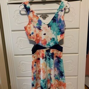 Watercolored Charlotte Russe dress w cutout sides